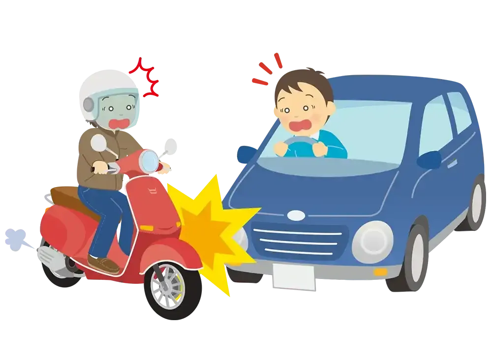 バイクに乗車していたら車と接触した