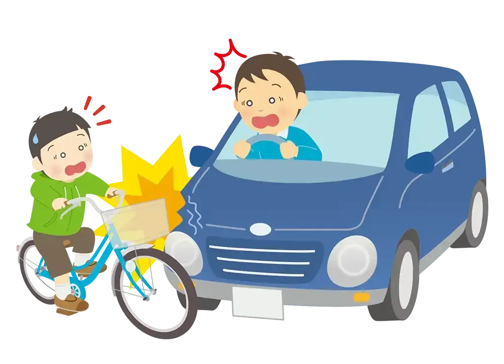 自転車に乗っていたら車に轢かれた